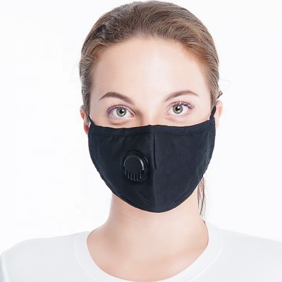 Reusable Black Cotton Fashion Mask with Valve